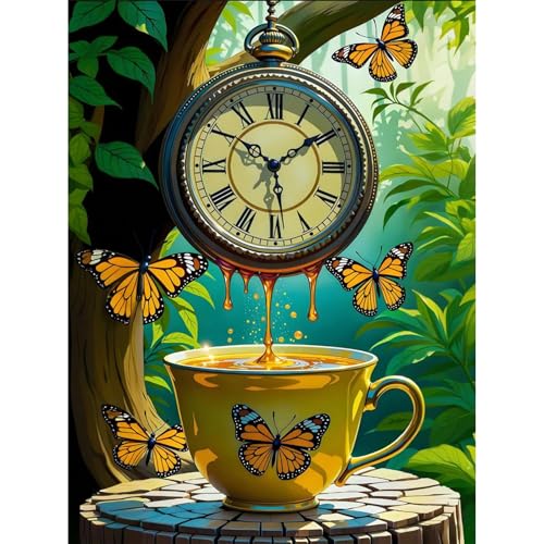 Camocin Diamond Art Kits for Adults Coffee, 5D Butterfly Diamond Painting | DIY Landscape Full Round Dots Drill, for Adults Beginners, Gem Art Kit for Gift Home Wall Decor 12x16 Inch - color: LBDP1P09