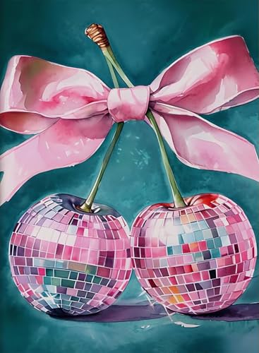 Girly cherry Diamond Art Kits for Adults Diamond Painting Kit for Adults | Cute Girlly Modern 5D Diamond Dots Gem Art Crafts with Tools, Round Full Drill Crafts for Home Wall Decor-12X16in - color: DP02914, size: Round diamond painting