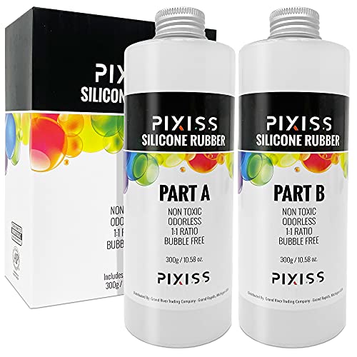 Pixiss Silicone Mold Making Kit Liquid Silicone Rubber Bubble Free Translucent Clear Mold Making Silicone-Mixing Ratio 1:1-Molding Silicone for Resin Molds,Silicone Molds DIY(21.16oz) - size: 0.6kg Kit