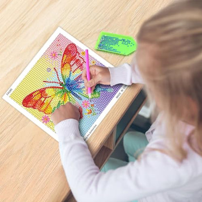 UiSdfuy Diamond Art Kits for Kids,Arts & Crafts for Kid Ages 8-12,Diamond Art for Kids,Gem Art Diamond Painting 6" X 6" - color: Panda, Butterfly, Hedgehog, Bear