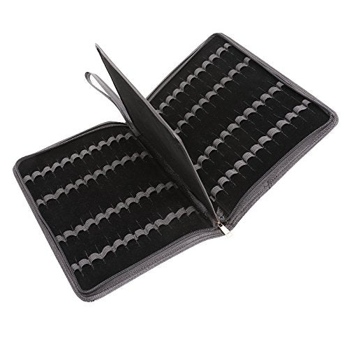 48 PU Leather Fountain Pen Case Large Capacity Black Roller Ball Pen Holder Bag Pouch - size: Black for 48 pens