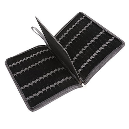 48 PU Leather Fountain Pen Case Large Capacity Black Roller Ball Pen Holder Bag Pouch - size: Black for 48 pens