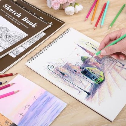4 Pack Sketch Books 9 × 12 in, Top Spiral, 30 Sheets Each, Drawing Pad - color: Tan, size: 9 × 12Inch（4 Pack）