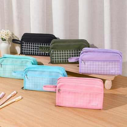 Sooez Large Pencil Case, Pencil Pouch, Pencil Bag, Pencil Box, Army Green | Ample Storage, Durable Canvas, Smooth Zippers, Portable Handle, Cute Stationery Organizer, Makeup Bag, School Supplies, Boys - color: Army Green