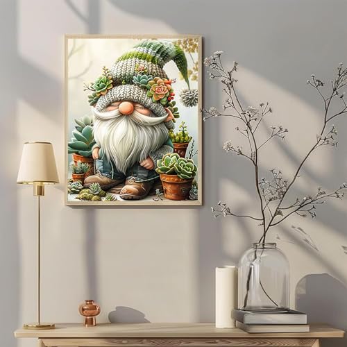 Succulents Painting by Number Kits for Adults - Plant Acrylic Oil Art Kits, Gnome Art Kits for Beginners, Gift Home Wall Decor 16x20inch (With Frame) - color: Artwork 13, size: 16''x20''(DIY frame)