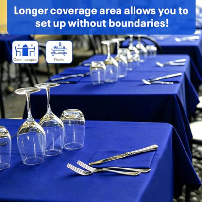 54IN X 600FT Plastic Table Cover Roll with Cutter Box, Cut to Size Plastic Table Cloths for Parties, Birthday, (Blue, 54"x7680"(Rectangular)) - color: Blue, size: 7680" x 54" (Rectangular)
