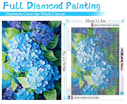 MRMIOOM 5D Hydrangea Diamond Art Kits for Adults, Flowers Diamond Painting Kits for Adults, DIY Full Drill Diamond Painting Flower Gem Art and Crafts 12x16 inch - color: D017-US