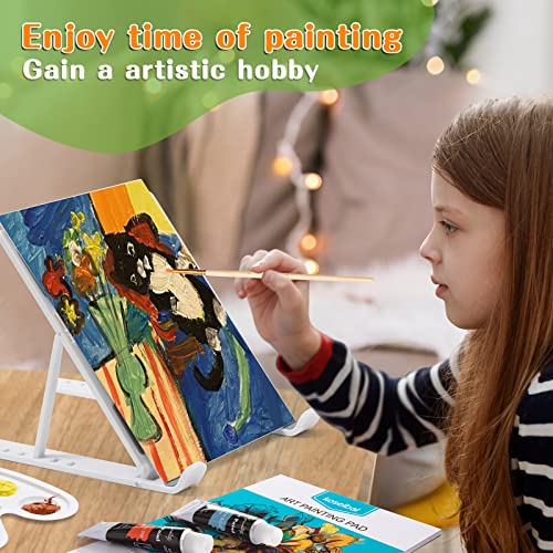 koseibal Kids Acrylic Paint Set with Canvas, Easel, More Art Supplies - color: 24 acrylic paints