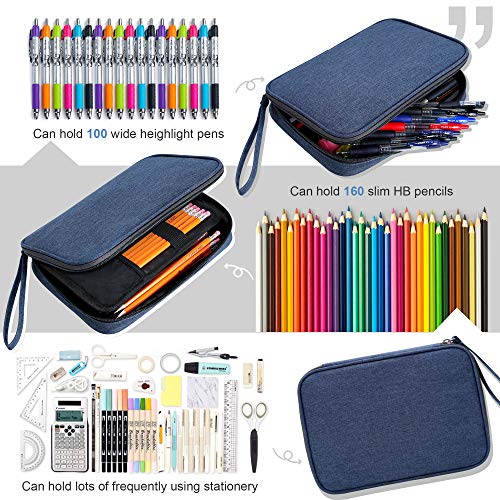 Big Capacity Storage Pouch Marker Pen Pencil Case Simple Stationery Bag Box Art Tool & Sketch Storage Boxes for Bullet Journal Middle High School Office College Student Girl Women Adult Teen - color: Navy Blue