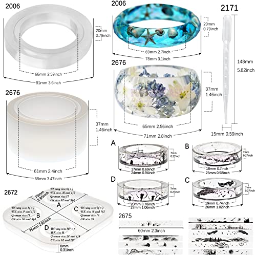 FUNSHOWCASE Bracelet and Ring Resin Jewelry Molds Larger Sizes Set 19 Kits