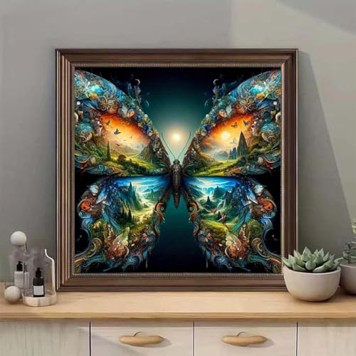 SHICERNHJ Butterfly Diamond Painting Kits for Adults,5D Landscape Diamond Art Kits,DIY Full Drill Diamond Painting Kits Arts and Crafts for Adults Home Wall Deco 14 x 14 Inch - color: SH139