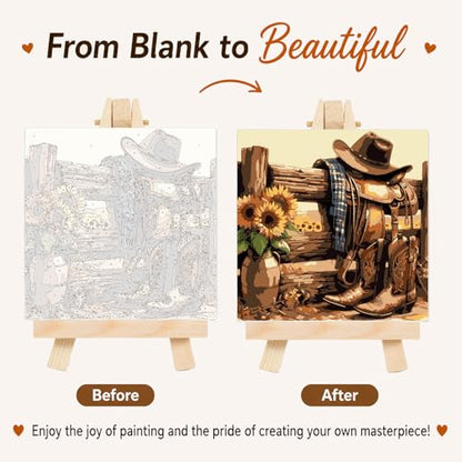 AUKELHJ Framed Paint by Numbers Kit for Adults, Boot;Sunflower, 10x10 inch - color: 14-Boot