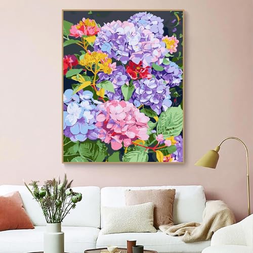 ZRIZQ Paint by Numbers Kit for Adults Beginners,Floral DIY Painting Set,Relaxing Creative Craft Activity,16x20 Inch-Flowers 17 - color: 16"X20"Rolled Canvas(Frameless)-Flowers 17