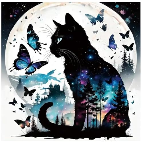 CRZMODE Cat Diamond Art Kits for Adults,Cat Diamond Painting Kits for Adults Beginners,5D DIY Round Full Drill Gem Art Paint by Diamonds Dots Crafts Kits for Home Decor Gift 14x14inch - color: Cat01(14X14")
