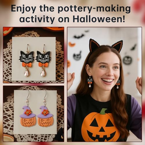 8pcs Halloween Western Polymer Clay Cutters - Fun Shapes for DIY Earrings, Dangle Earrings & Gummy Molds | Easy-to-Use Clay Cutters for Halloween Crafts - color: Halloween Ghost