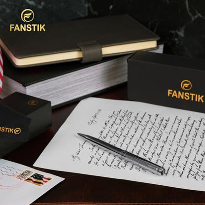 FANSTIK Customized Silver Luxury ballpoint pen, fancy gift set for women, Chrome Finish, Professional executive pen gift set for men (Lux Custom-BallPoint Silver) - color: B Cust-BallPoint Silver