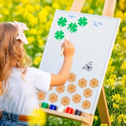 72 Pcs Botanical Stencils Set, Reusable Butterfly & Flower Painting Templates - Leaf, Dragonfly, Wildflower Nature Crafts Kit for Wall Murals, Fabric Art, Wood Signs, Kids Classroom Projects - style: Plant and Butterfly