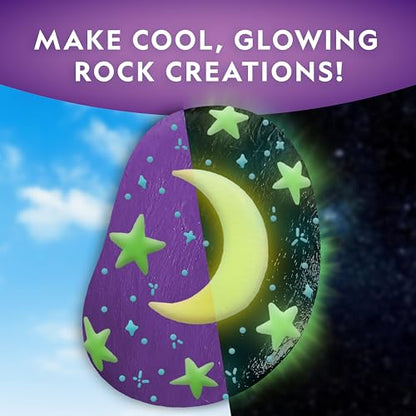 National Geographic Glow-in-the-Dark Rock Painting Craft Kit for Kids | 15 River Rocks, 15 Paint Colors, Glow Paints, Brushes and Art Supplies, Kids Craft Activity, Creative Birthday Gift - style: Glow in the Dark