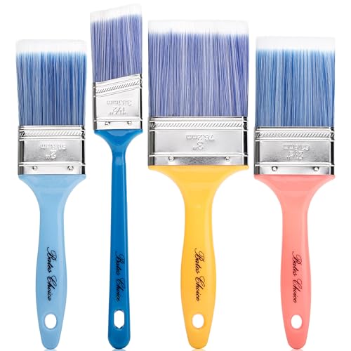 Bates 4 Pack Vibrant Plastic Handle Paint Brushes - Stain & Furniture Brushes for Painting Walls - color: Vibrant Plastic Handle, size: 4 Pack, 1.5", 2", 2.5", 3"