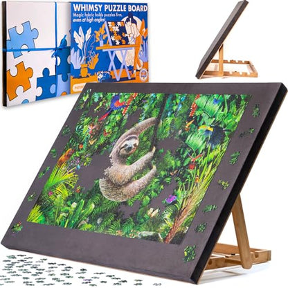 The Grippy Large Jigsaw Puzzle Board by The Puzzled Tree – 1500 Piece 34.2" x 25" Patent Pending Fabric, Back Support Puzzle Easel Tilting Puzzle Board Non-Slip Surface, Jigsaw Puzzle Table Adults