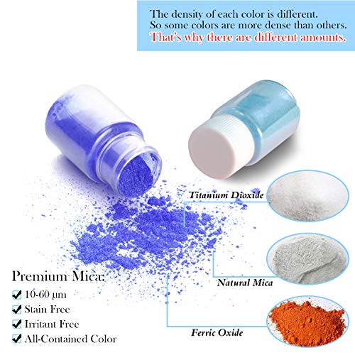 SEISSO Mica Powder, 15 Colors for Resin, Soap Making, Candles and Slime Dye - color: 15 Bottles