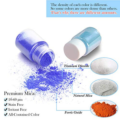 SEISSO Mica Powder, 15 Colors for Resin, Soap Making, Candles and Slime Dye - color: 15 Bottles