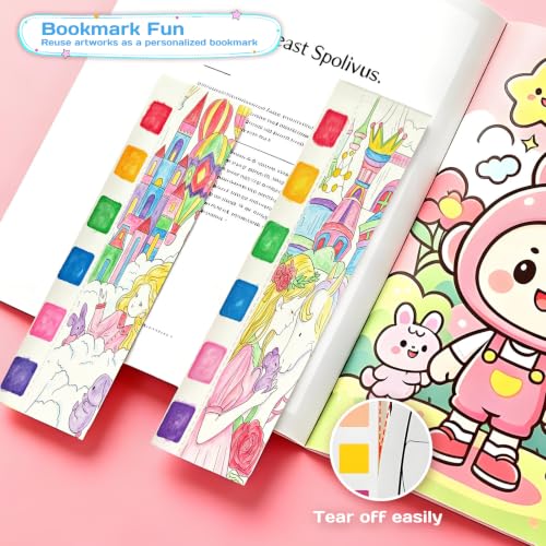 Pocket Watercolor Painting Book, 12-Page Travel Set for Kids 5+ Years, Art Craft Gift for Boys and Girls, Birthday and Christmas Party （Fairy Tale Kingdom - color: Magic Tale Kingdom