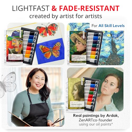 ZenART Professional Oil Paint Set - Artist Grade Cerulean Blue - 2x50ml | Non-Toxic, Buttery Consistency, Rich Pigment, Lightfast Oil Paints for Primed Surface Canvas, Fine Art, Portraits & Landscape - color: Cerulean Blue