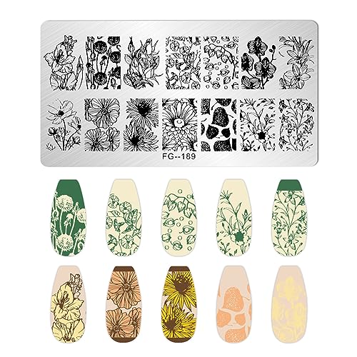 AddFavor Nail Stamper Kit - 7pcs Flower Leaves Stamping Plate with Silicone Stamper and Scraper, Animal Image Nail Stencils, Design Supplies - color: Style A