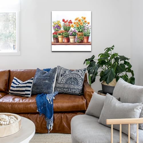 Natuyalo Potted Plant Paint by Number with Frame 12"x12" - Framed Paint by Numbers Kit for Adults Beginners, Flowers Acrylic Painting by Number Kits Framed Ideal Gift - color: Color-05