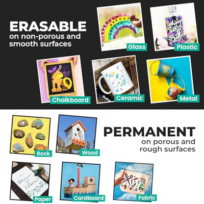 Chalkola 10 Metallic Dual Tip Liquid Chalk Markers for Chalkboard, Window - size: Dual Tip- 1mm+5mm