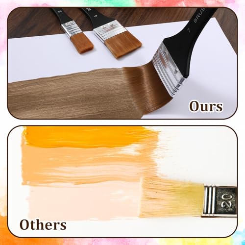 3Pcs Wide Flat Acrylic Paint Brushes for Acrylic Painting Large Nylon Artist Paintbrushes Art Varnish Brush for Oil Watercolor Varnish Canvas Painting