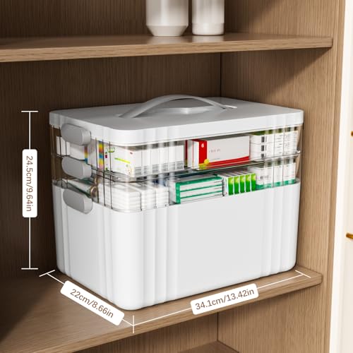 ARSTPEOE 3-Tier Medicine Organizer - Portable Medicine Cabinet with Handle - size: Extra Large 3 Tier