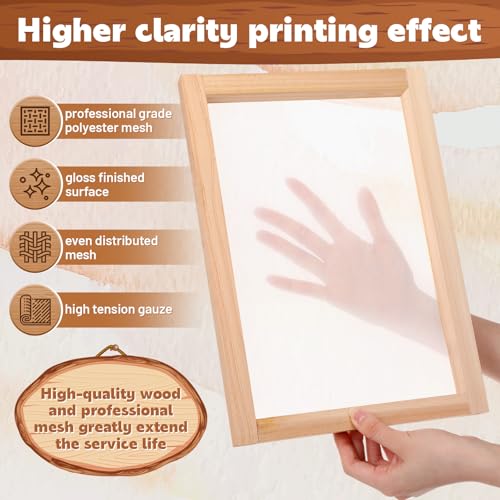 CroBlissful 8 Pcs Wood Silk Screen Printing Frames, 8x12 Inch with 160 White Mesh Screen Printing Frame, DIY Craft Stencil Kit for Beginners T-Shirts, Posters, Wood Sign, Paper Making - style: 160 Mesh