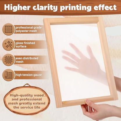 CroBlissful 8 Pcs Wood Silk Screen Printing Frames, 8x12 Inch with 200 White Mesh Screen Printing Frame, DIY Craft Stencil Kit for Beginners T-Shirts, Posters, Wood Sign, Paper Making - style: 200 Mesh