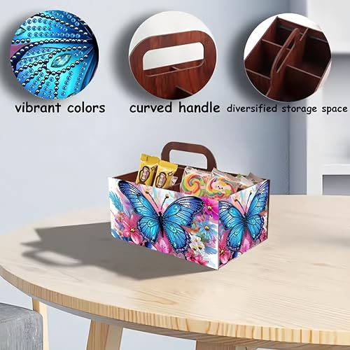 LSQFS Butterfly 5-Grid Wooden Diamond Painting Storage Box with Handle - color: Butterfly 2