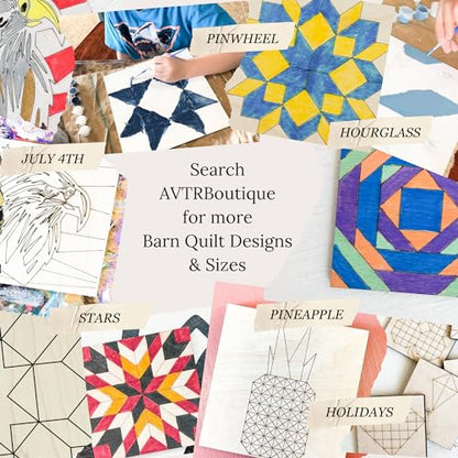 Wooden Barn Quilts | Unfinished Wood Quilt Block Painting Sign | DIY Painting Craft Kit for Adults | Farmhouse Wall Art and Quilting Decor (18 inches, Patchwork Star) - size: 18 inches