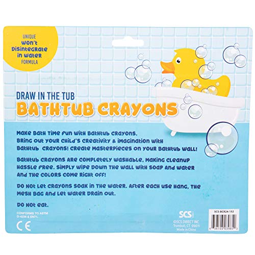SCS Direct Bath Crayons Super Set – 24 Pack Water Crayons for Toddlers & Kids – Non-Toxic Bathtub Drawing Toys with Mesh Storage Bag – Summer Water Table, Pool & Bath Time Activity – Creative Gift