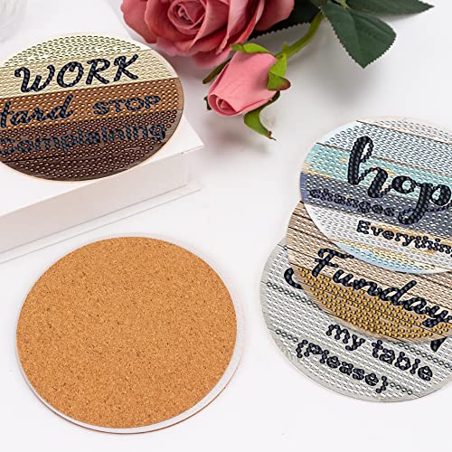 8 Pcs Diamond Painting Coasters, DIY Funny Inspirational Diamond Art Coasters with Holder, Crafts Kits for Adults, Beginners - color: Funny Inspirational