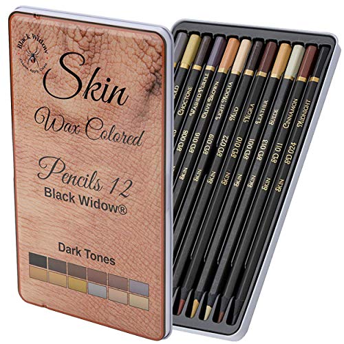 Black Widow Skin Tone Colored Pencils for Adult Coloring - style: Dark Skin Tones