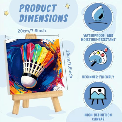 XTCIXAL Paint by Numbers Kit for Kids, Badminton, 8X8 inch - color: 06-Badminton