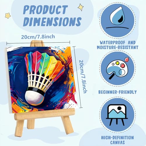 XTCIXAL Paint by Numbers Kit for Kids, Badminton, 8X8 inch - color: 06-Badminton