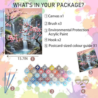 Arttoplus Waterfall Paint by Numbers Kit for Adults Beginner 16x20 inch - color: MT20936-US