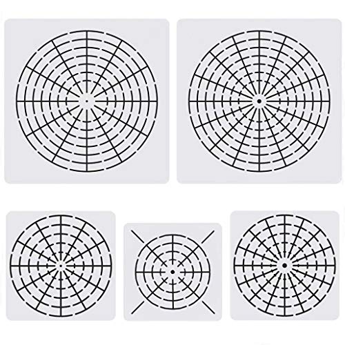 5 Pieces Mandala Dot Painting Tool Stencils Template Set, 8/12/16 Segment Dotting Tools Mandala Stencils Reusable Dot Stencil Rock Painting Stencil Circle Template for DIY Art Projects