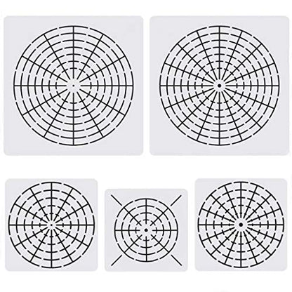 5 Pieces Mandala Dot Painting Tool Stencils Template Set, 8/12/16 Segment Dotting Tools Mandala Stencils Reusable Dot Stencil Rock Painting Stencil Circle Template for DIY Art Projects