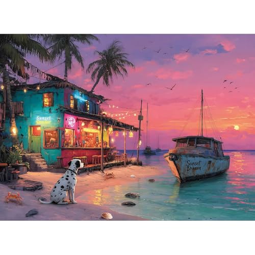 WUDWL Beach Diamond Art Kits for Adults Diamond Painting Kits for Adults | Landscape 5D Diamond Dots Gem Art Crafts with Tools,Round Full Drill Funny Crafts for Home Wall Decor&Gift-12x16inch - color: DP03891, size: Round diamond painting