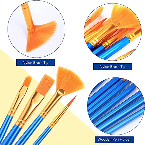AROIC Acrylic Paint Brush Set, 30 pcs Nylon Hair Paint Brushes | All Purpose Oil Watercolor Face Body Rock Painting Artist, Small Paint Brush Kits for Kids Adult Drawing - size: 30pcs-2-blue