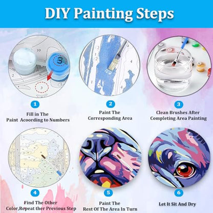 Artunion Framed Paint by Numbers Kit for Adults Beginners & Kids Ages 8-12,French Bulldog Paint by Number with Frame,Easy Dog Paint by Numbers Kit on Canvas 10 * 10 Inch Without Easel - color: ZXT-180-F