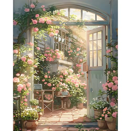 Paint by Numbers Kit for Adults, Rose Garden DIY Painting Kit, 16x20 Inch - color: CYOP1P11