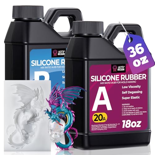 LET'S RESIN Silicone Mold Making Kit 36oz, 20A Silicone Rubber | Flexible & Bubble Free, Translucent & 4H Fast Cure Liquid Silicone for Mold Maker, Mixing Ratio 1:1 - size: 36oz